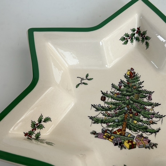 Spode Christmas Tree England star shape serving dish hors d’oeuvres plate cream - Picture 12 of 16